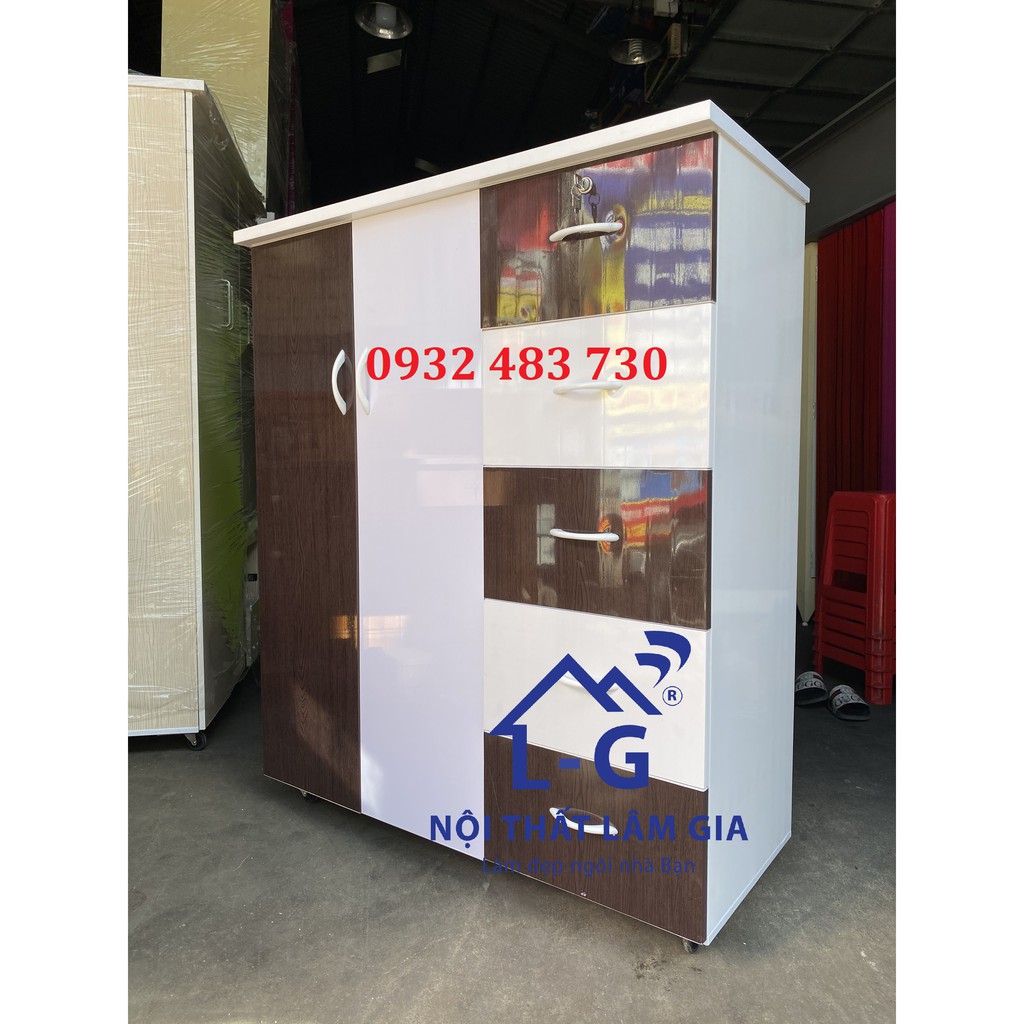 Tủ nhựa đài loan - Tủ quần áo 2 cánh 5 ngăn giá rẻ màu đen trắng HCM FREESHIP