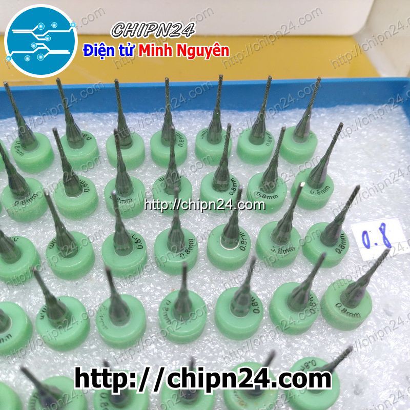 [1 CÂY] Mũi phay mạch in CNC 0.8mm (Mạch điện tử, PCB)