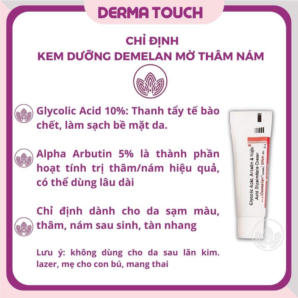Demelan kem bôi Demelan dưỡng trắng, mờ nám, giảm thâm  - Derma Touch Dược mỹ phẩm chính hãng