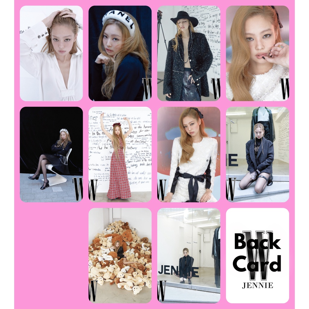 Set 10 card giấy bo góc in 2 mặt ảnh thành viên nhóm Blackpink - Jennie - W korea