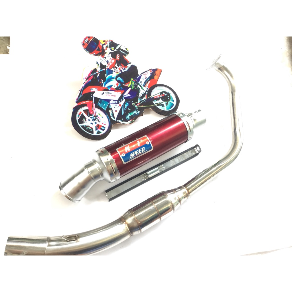 Pô K1 ĐỎ cả cổ bầu hơi inox exicter, winer, sonic, raider, satria, gsx, fz, tfx, cbr, r15,...