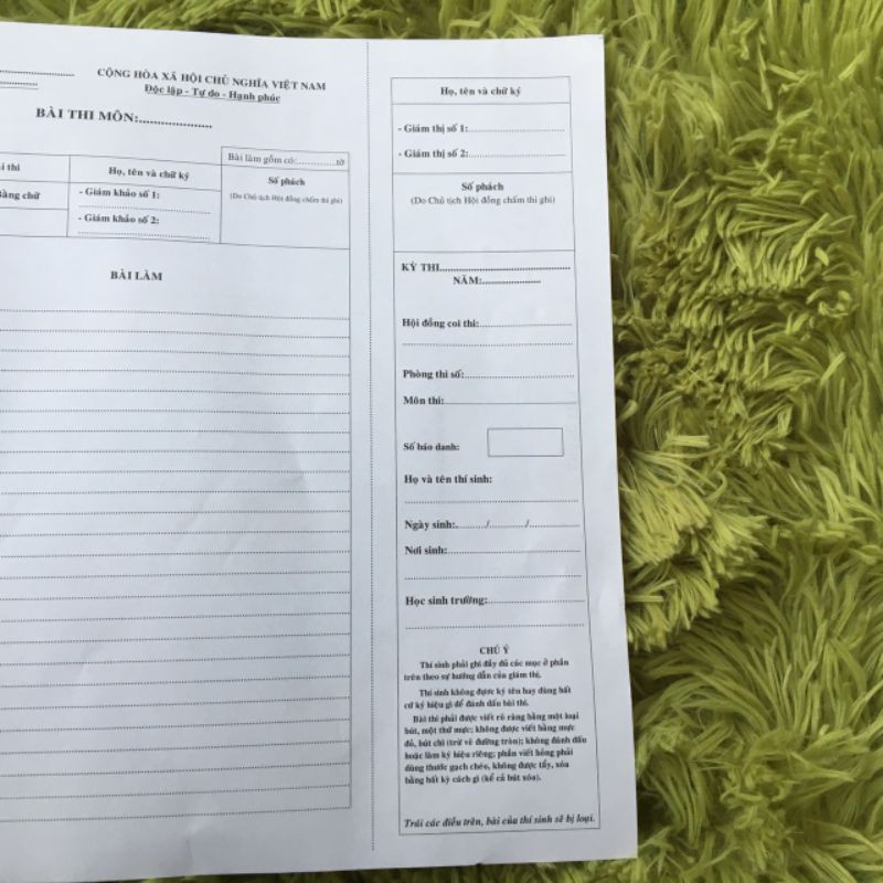 10 Tờ Giấy Thi A3