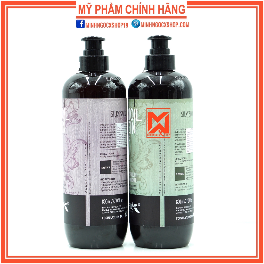 ✅[ DELOFIL-CHÍNH HÃNG ] DẦU GỘI DẦU XẢ MỀM MƯỢT TRỊ GÀU DELOFIL 800ML