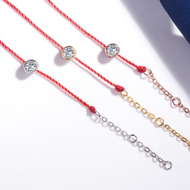 Vòng Tay Dây Đỏ Đính Kim Cương Giả Bằng Thép Không Gỉ Cao Cấp Thời Trang Bán Chạy Nhất