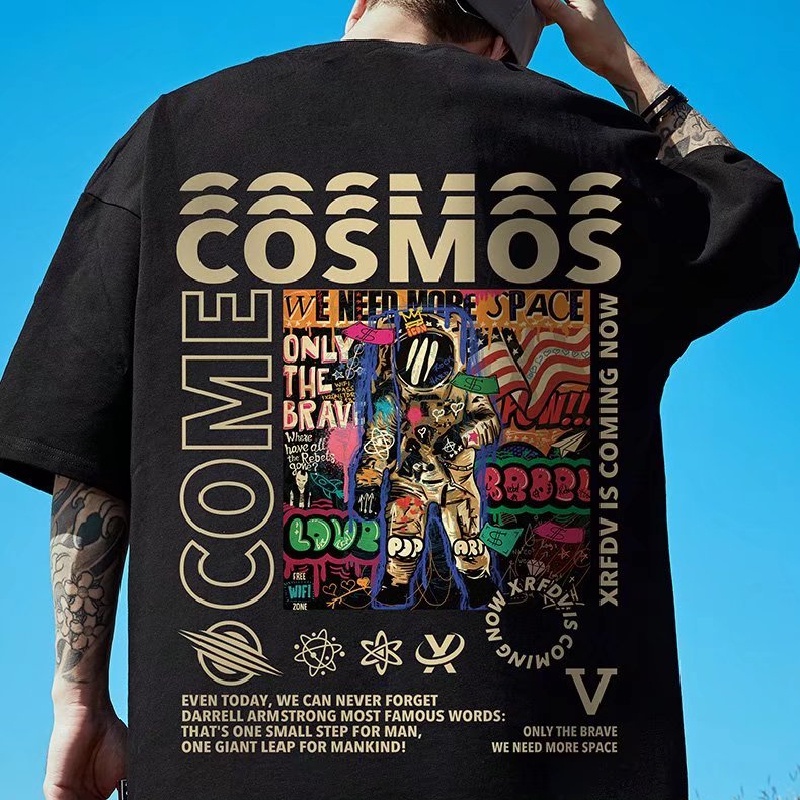 Áo Thun Nam Dáng Rộng In Chữ Phong Cách Nhật Bản Thời Trang Mùa Hè size M-8XL