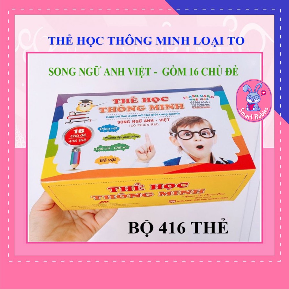Thẻ học thông minh song ngữ Anh Việt 16 chủ đề cho bé