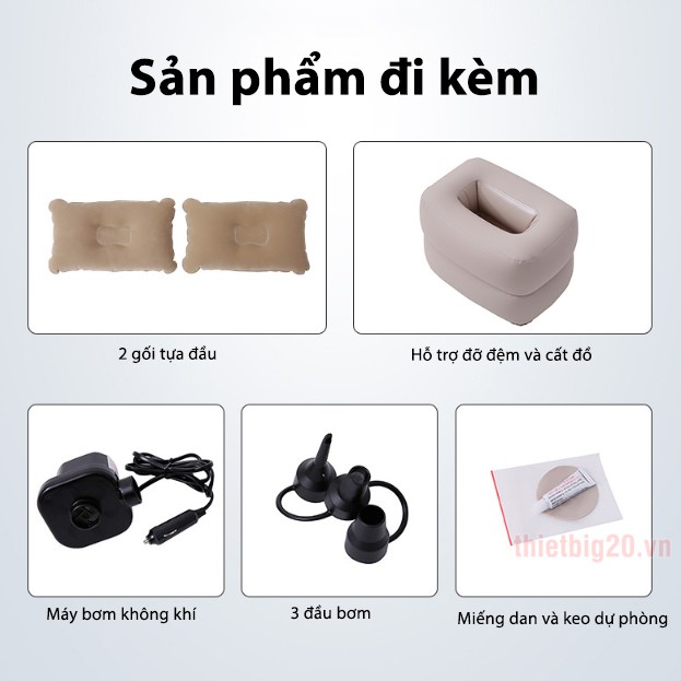 Giường hơi ô tô- Kiểu sóng lượn tinh tế, gối tựa lớn, đế tách rời đa dụng (5 chỗ và 7 chỗ) GDH01