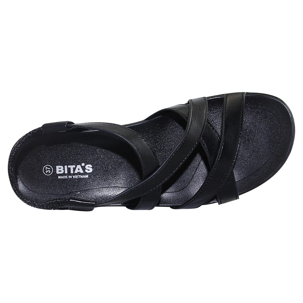 GIÀY SANDAL QUAI DÂY CHÉO ĐẾ BẰNG NỮ BITA'S SYN.219 (ĐEN + HỒNG + KEM) - BITAS