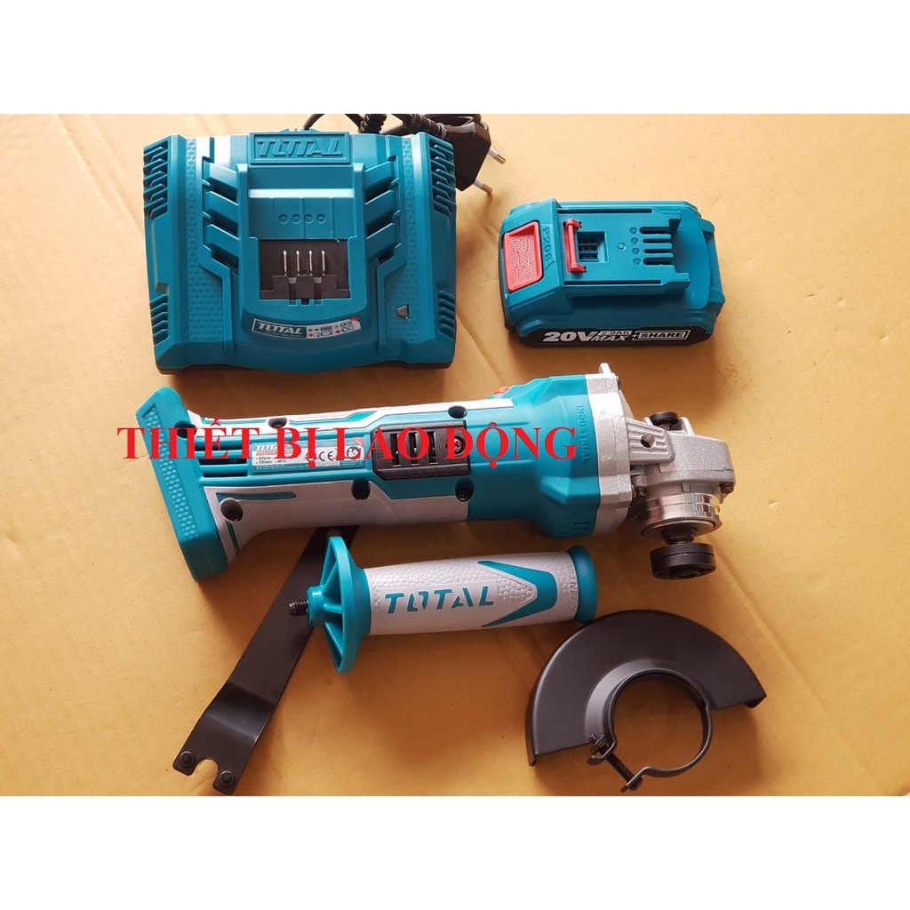 COMBO MÁY MÀI GÓC DÙNG PIN 20V TOTAL TAGLI1001 + 1 PIN 2AH TFBLI2001+ 1 SẠC NHANH TFCLI2003