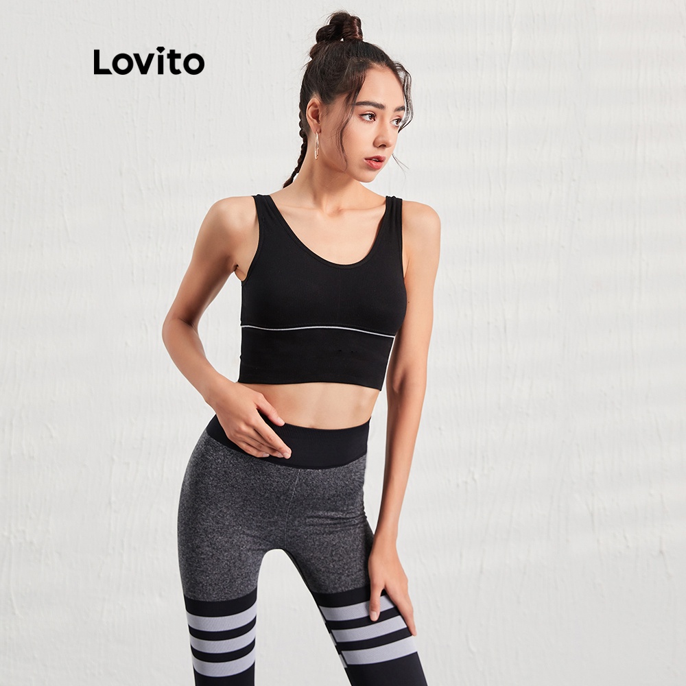 Áo ngực thể thao Lovito L07033 in chữ xinh xắn