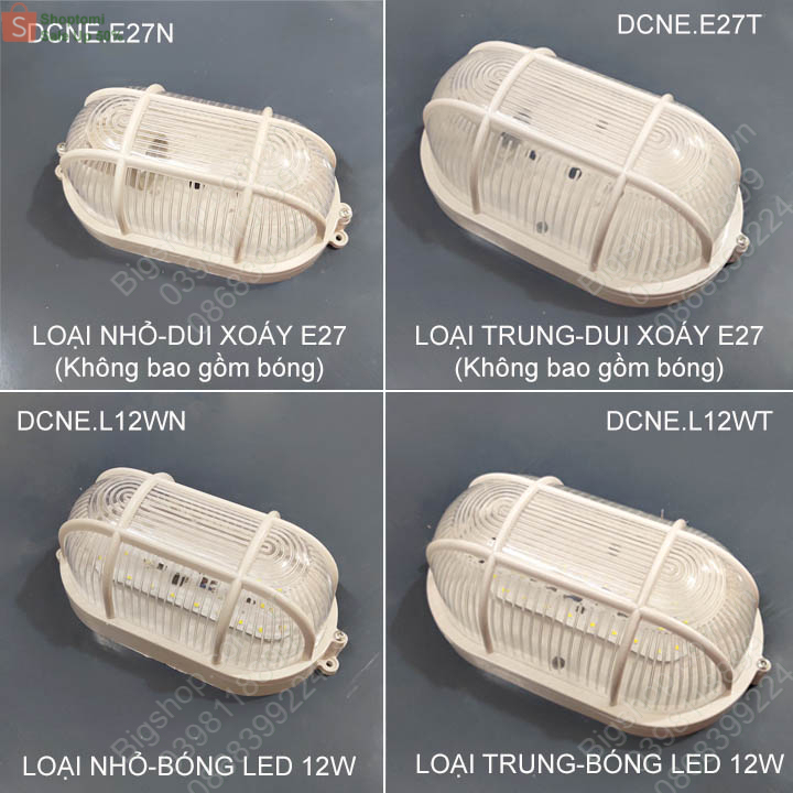 Đèn chống ẩm phòng chống nổ, có loại đèn led hoặc đui xoáy E27 tùy chọn lắp nhà tắm, ngoài nhà