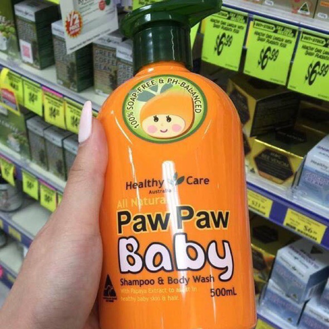 healthy care all natural paw paw baby shampoo wash 500ml