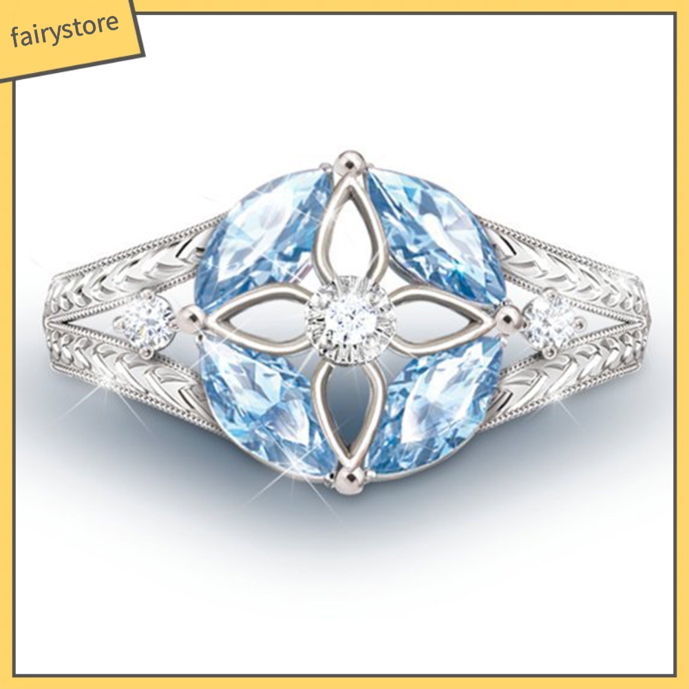 Nhẫn Hợp Kim Đính Đá Sapphire Nhân Tạo Sang Trọng Cho Nữ