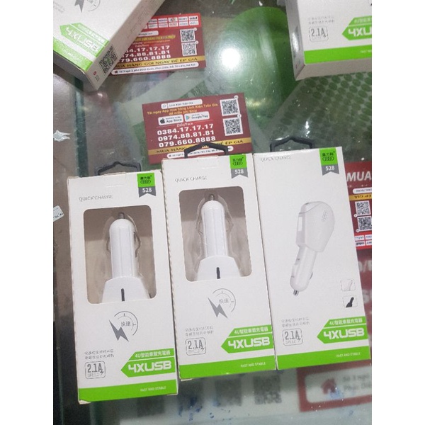 Tẩu xạc oto 4 usb 2.1A zin