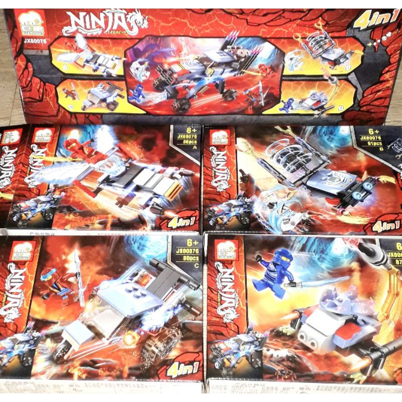 Lắp ráp 1 hộp LegoNinja Xe chiến đấu JX80076 có nhiều chi tiết bằng nhựa