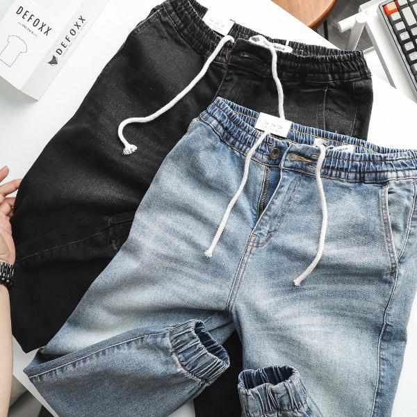 Quần Jean nam ZR đen và xanh Dáng suông ống túm Vải co giãn 4 chiều thương hiệu TONKIN
