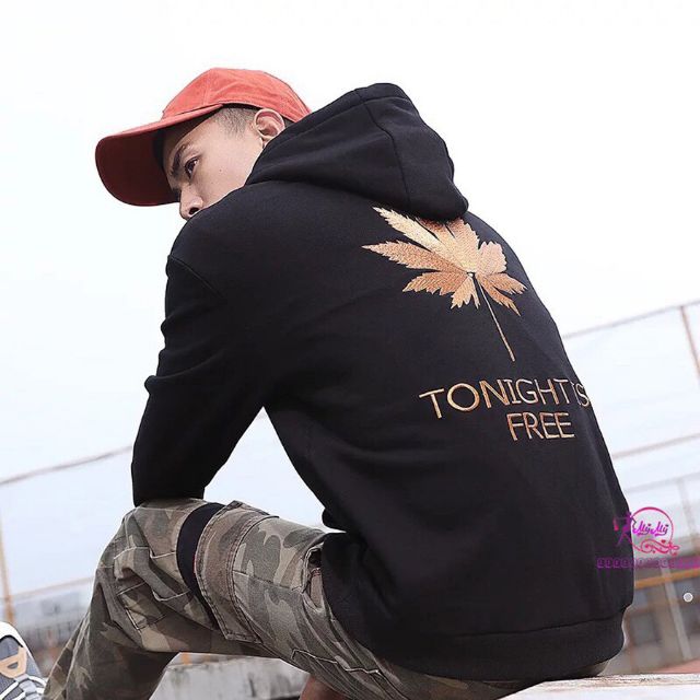 A99776 ÁO KHOÁC NỈ ( hoodie ) (LÁ VẢI THÊU) FREESIZE : 50-70KG