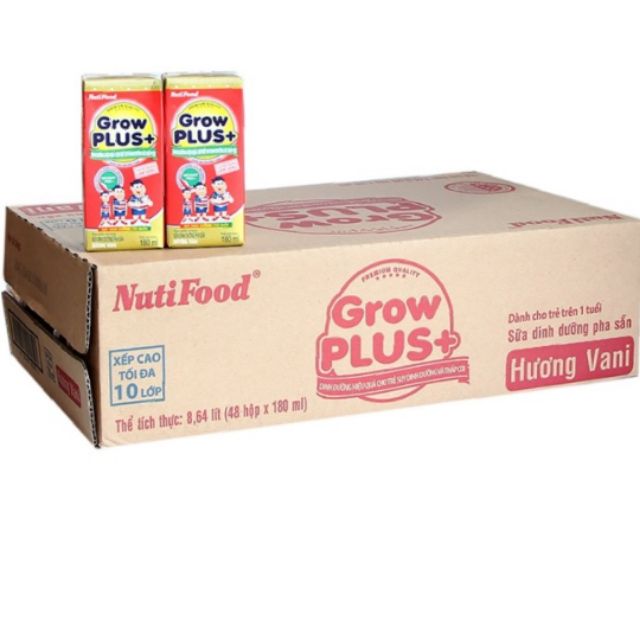 Thùng Sữa Bột Pha Sẵn Grow Plus Đỏ 180ml (48 hộp)