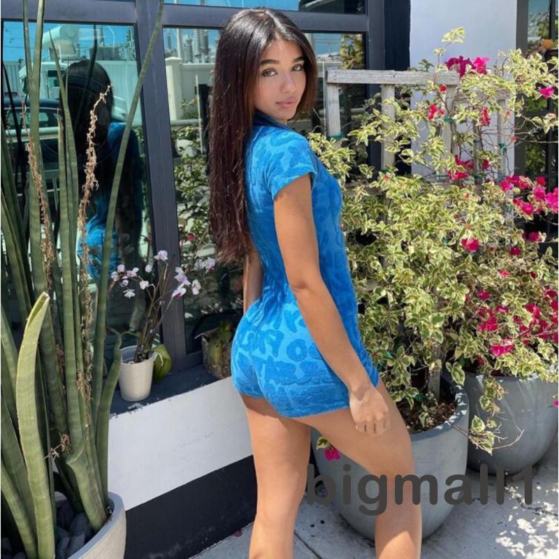 Áo Liền Quần Cổ Bẻ Ngắn Tay In Chữ Thời Trang Nữ Tính