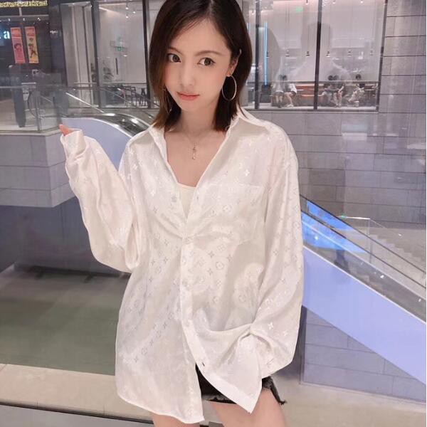 LV thời trang cotton mới in đầy đủ logo áo sơ mi dài tay | BigBuy360 - bigbuy360.vn