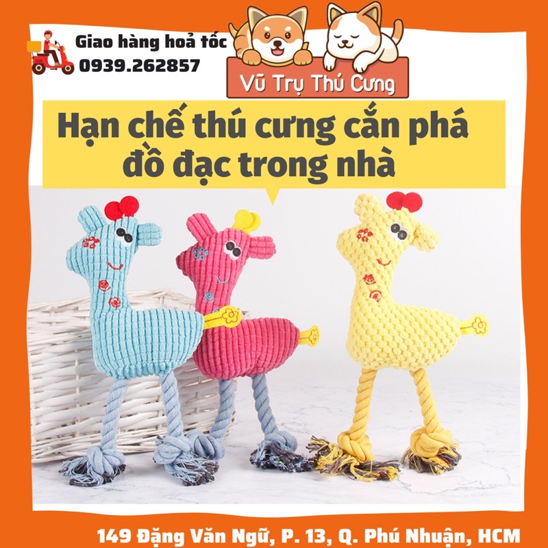 Đồ chơi gặm cho Chó mèo hình vịt nhồi bông, có âm thanh kêu vui tai