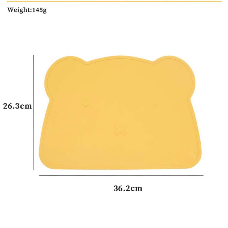 Set ăn dặm silicon hình gấu cho bé: tấm lót bàn ăn, bát, cốc, khay ăn dặm silicon chống lật