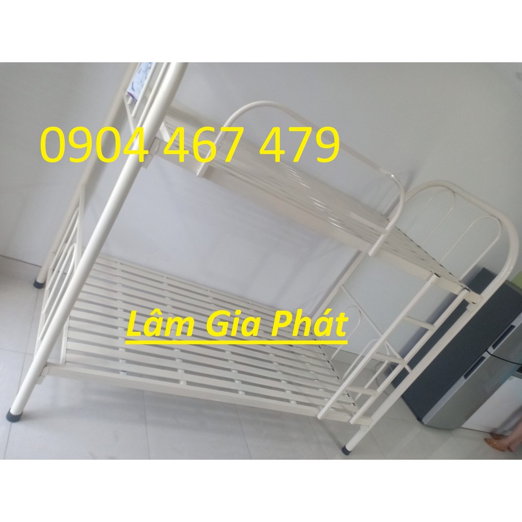 Giường sắt giường tầng tròn mẫu 80cmx80cm hàng sẳn màu kem giá rẻ