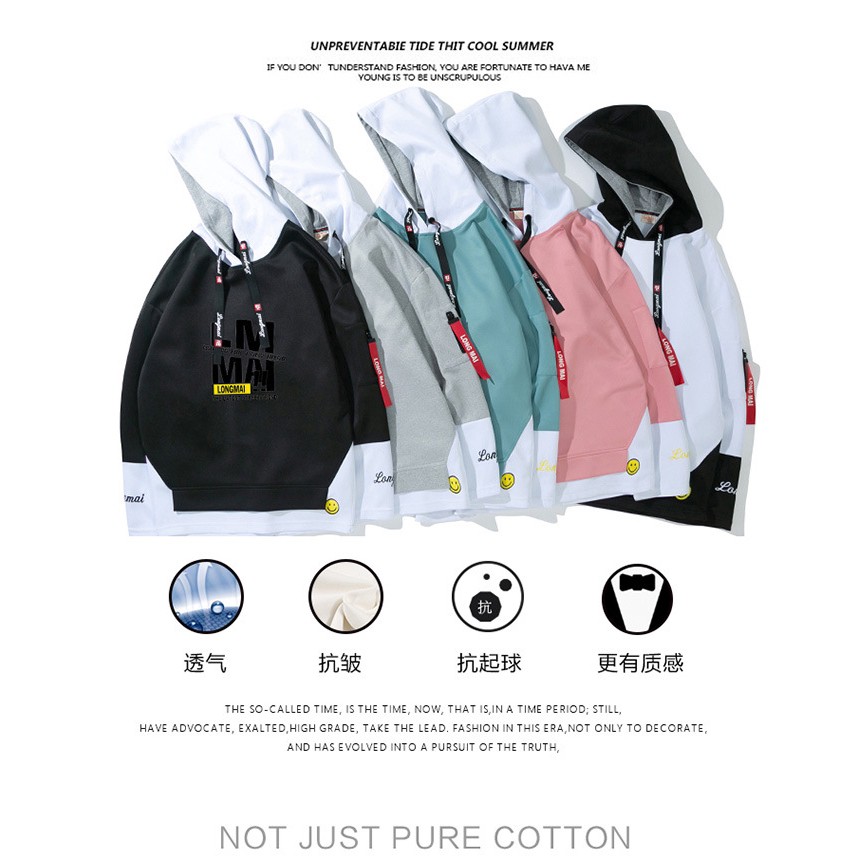 ✌✹Áo hoodie phối màu đen trắng phong cách Hàn Quốc trẻ trung cho nam