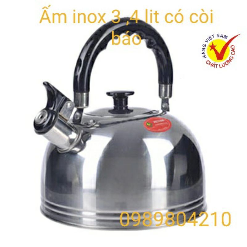 Ấm đun inox siêu tốc đáy từ có còi báo 2 lít/ 3 lít/ 4 lít [ HÀNG HIỆU VIETCOOK MADE IN VIETNAM]