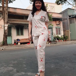 Bộ lụa gấm quần dài tay cộc