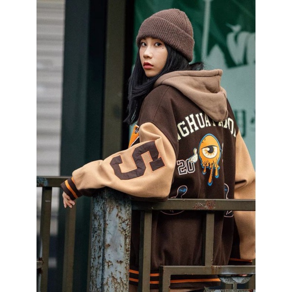 Áo Bomber  họa tiết thêu xù 2 lớp