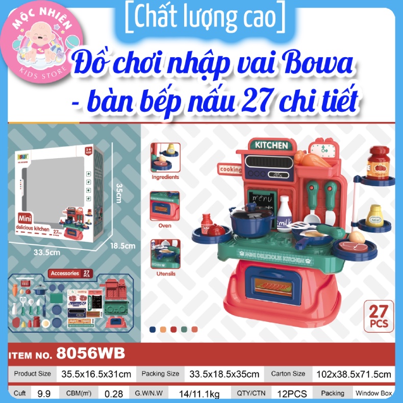 Đồ chơi nhập vai Bowa 8056 - Bàn nhà bếp 27 chi tiết dành cho bé gái, bé trai