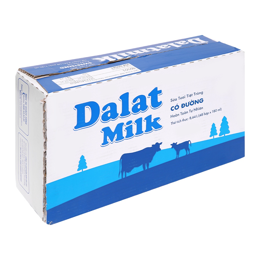 [Hoả Tốc TP Hà Nội] Thùng Sữa Đà Lạt Milk (DalatMilk) 180ml Đủ Vị: Đường, Ít Đường, Không Đường