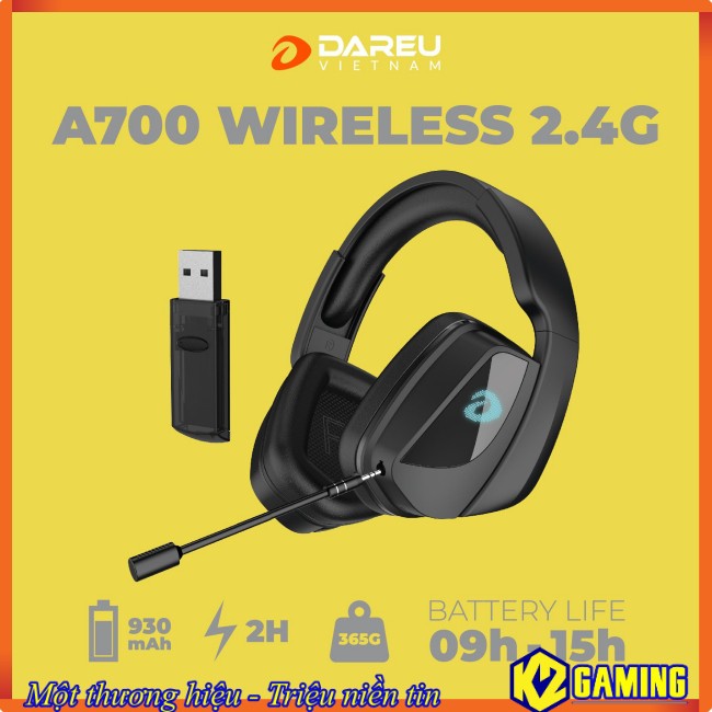 Tai nghe Gaming không dây DAREU A700 WIRELESS 2.4G (Pin sạc 9h-15h)