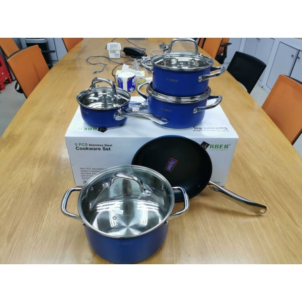 BỘ 5 NỒI CHẢO ARBER INOX NAVY