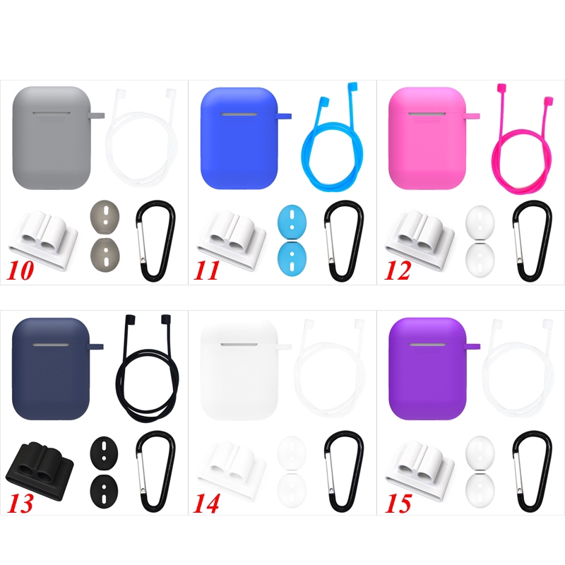 Bộ phụ kiện vỏ silicone bảo vệ chống thất lạc cho hộp sạc tai nghe AirPods | BigBuy360 - bigbuy360.vn