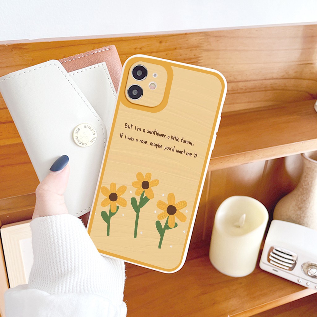 Ốp iphone - Ốp lưng iphone cạnh vuông hoa hướng dương dành cho ip 6 đến 14promax - ng233