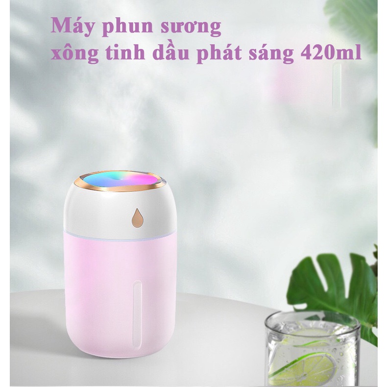 máy phun sương khử khuẩn tạo độ ẩm phòng ngủ xe hơi 330ml phát sáng 7 màu cheapshop9x