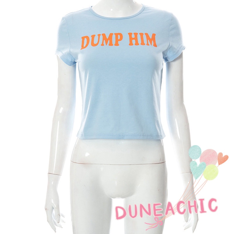 DUNEA Áo Thun Ngắn Tay In Chữ Thời Trang Dành Cho Nữ