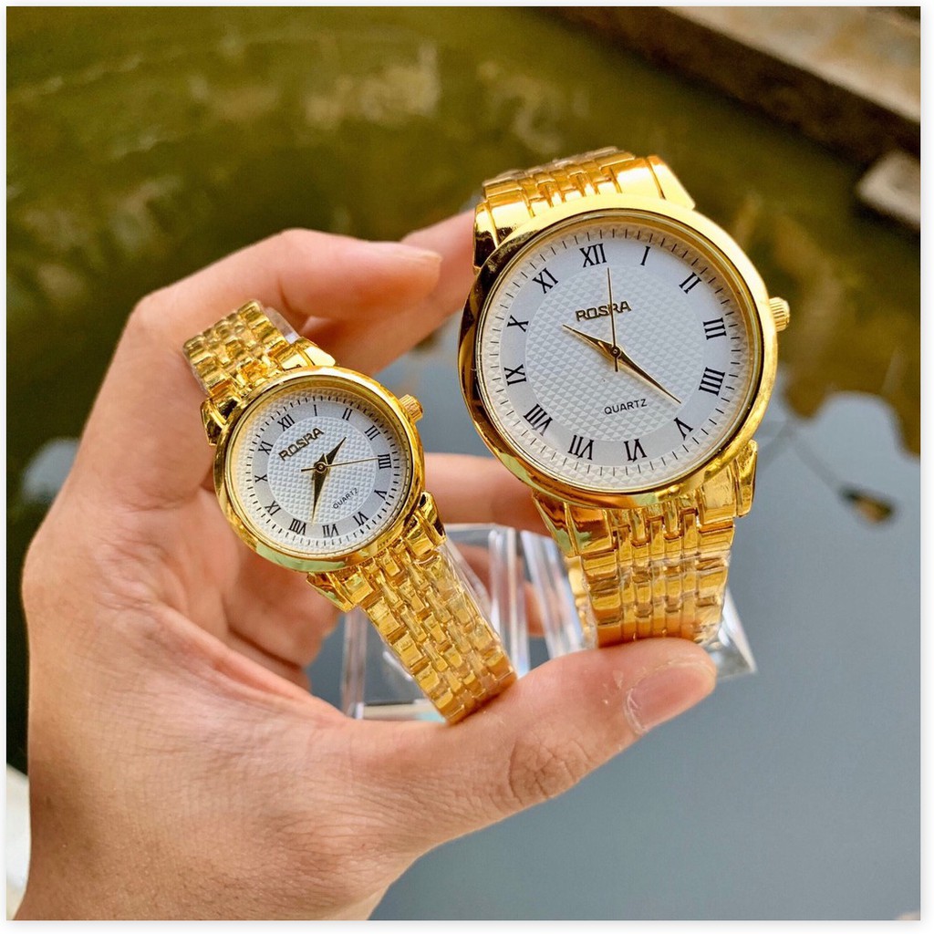 (Giá Sỉ) Đồng hồ thời trang nam nữ Rosra Ms 044 mặt la mã màu vàng sang trọng