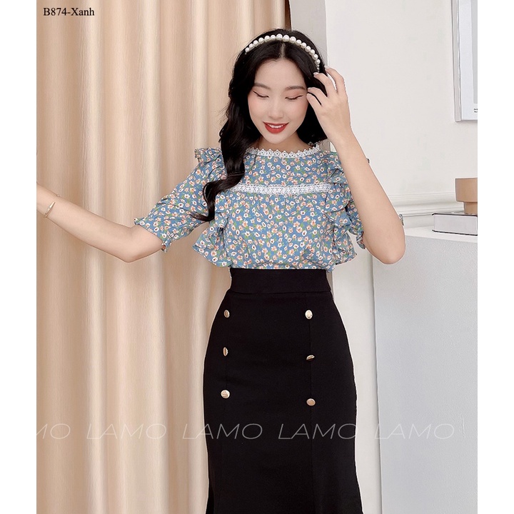 Áo Hoa nhí cổ ren bèo vai LAMO-B874