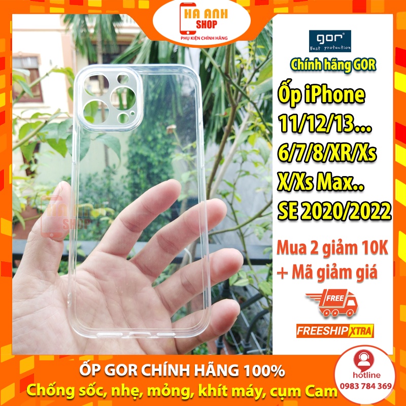 Ốp Dẻo Gor Cho Ip 11/ 11 Pro/ 11 ProMax/ 12/12 Pro/ 12 ProMax/ 13/13 Pro/13 ProMax... Có Cụm Bảo Vệ Camera, Trong Suốt