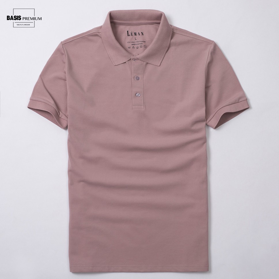 Xả 12.12 10.10 . Áo polo nam trơn màu hồng pastel đơn giản Basis APL22_HONG Cực Đẹp . . . ' ' ' hot . < . < .