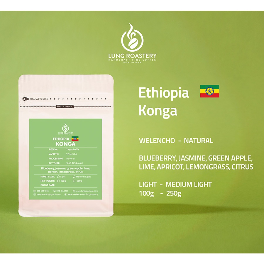 CÀ PHÊ HẠT ETHIOPIA KONGA - NATURAL