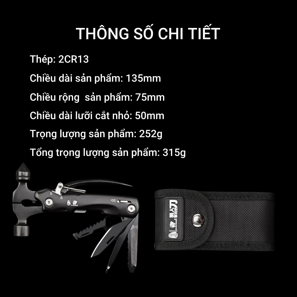 Búa Thoát Hiểm  HX OUTDOORS CZ003 đa năng hàng chính hãng đi phượt cắm trại dã ngoại