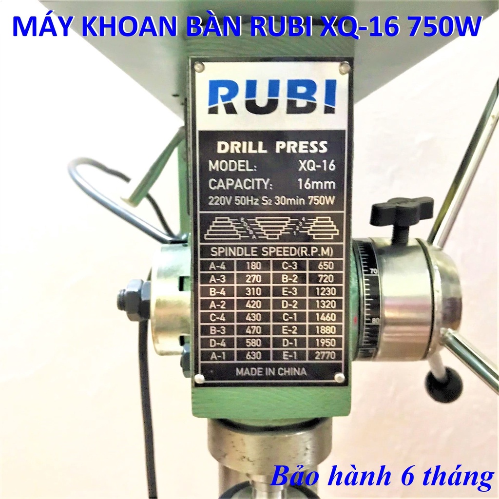 Máy Khoan Bàn RUBI XQ-16  - Cao 1m - Máy Khỏe, Chạy Êm - Khung Bệ Chắc Chắn - Bảo Hành Toàn Quốc 12 Tháng