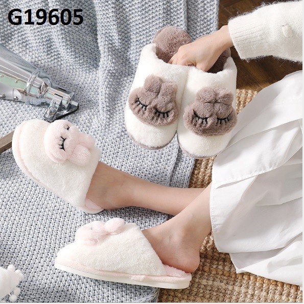 G19605- Dép lông mùa đông đi trong nhà đế chống trơn trượt hàng nhập