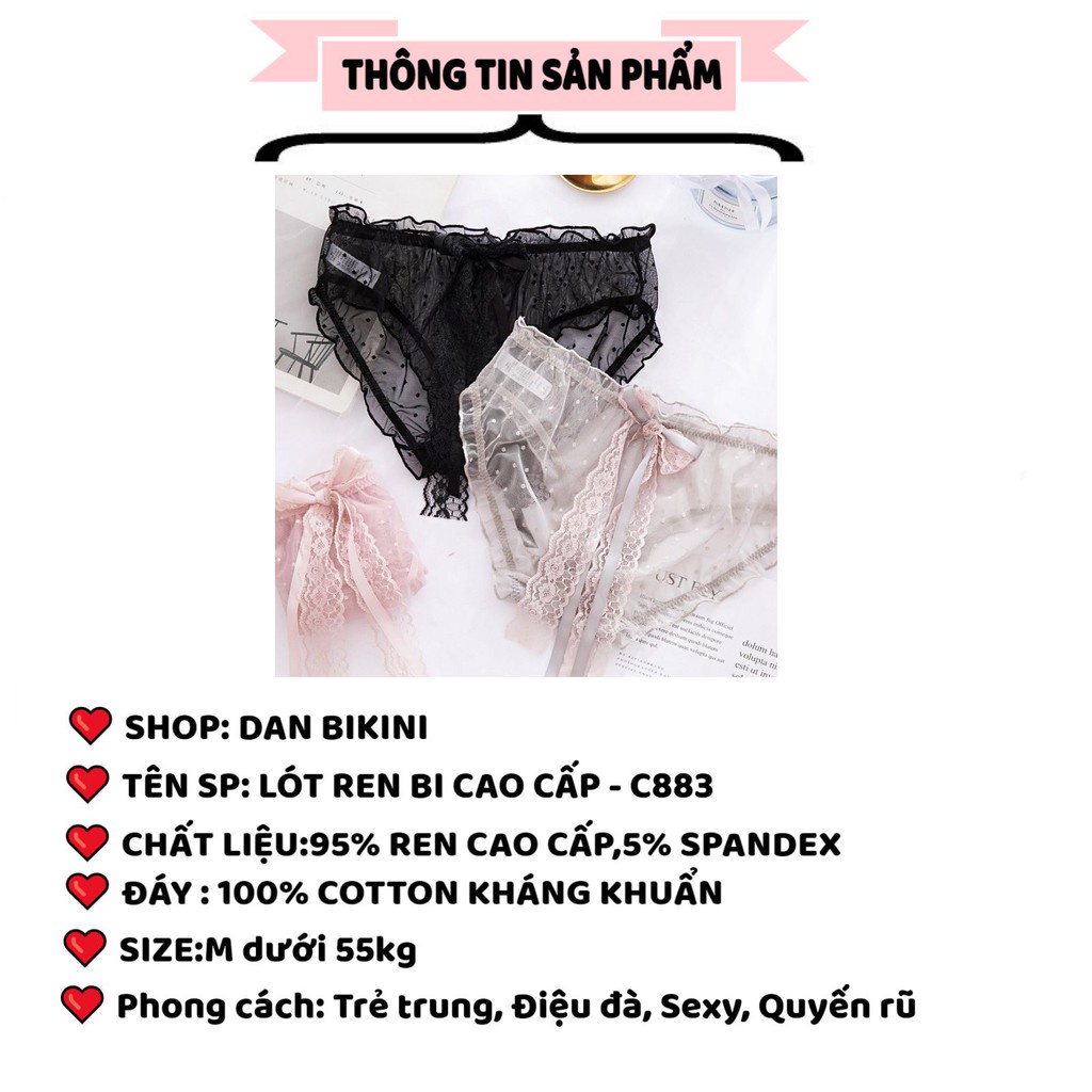 Quần Lót Nữ Ren Sexy Cao Cấp mềm mại chấm bi đính nơ điệu đà gợi cảm mẫu C883