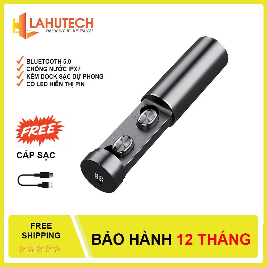 Tai Nghe Bluetooth True Wireless B9 Lahutech Dock Sạc Dài có Led Báo Pin