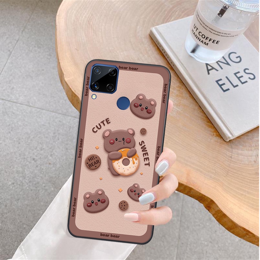 Ốp lưng Realme C15 in hình Gấu nâu - hồng, Gấu Be@rick  cực CUTE, DỄ THƯƠNG